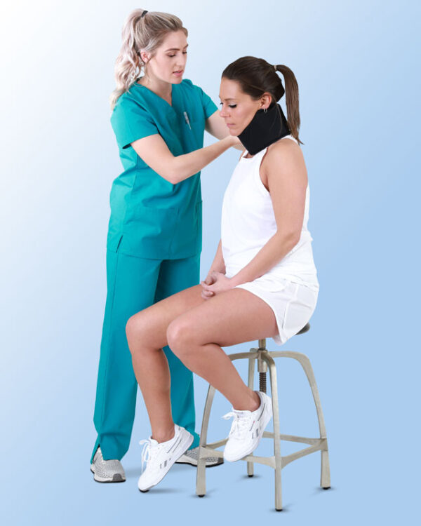 Nurse Applying the SMI Wide Neck Wrap